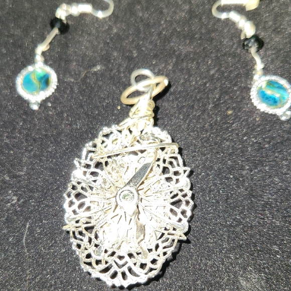 Silver and Blue Abalone Jewelry Set - Picture 3 of 3